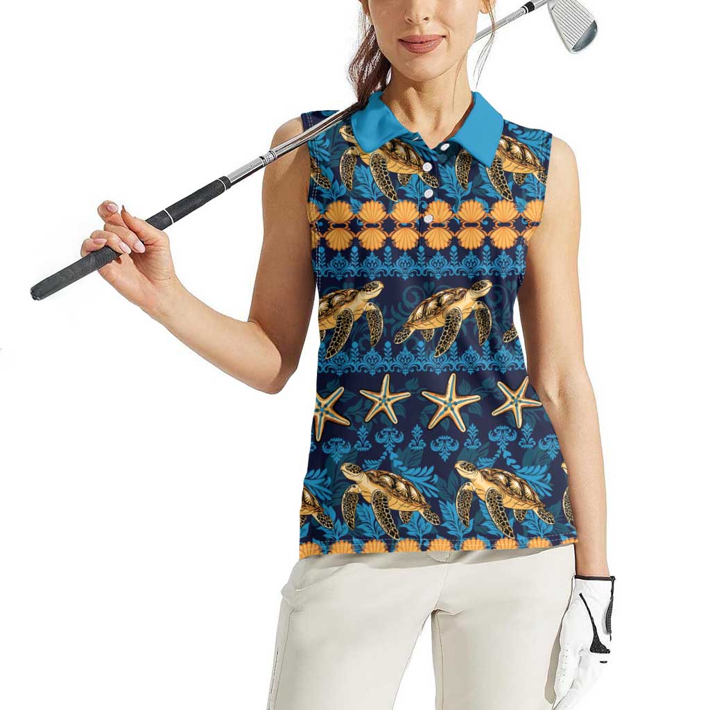 Hawaii Turtles Starfish Unique Pattern Women Sleeveless Polo Shirt LT01 - Polynesian Pride