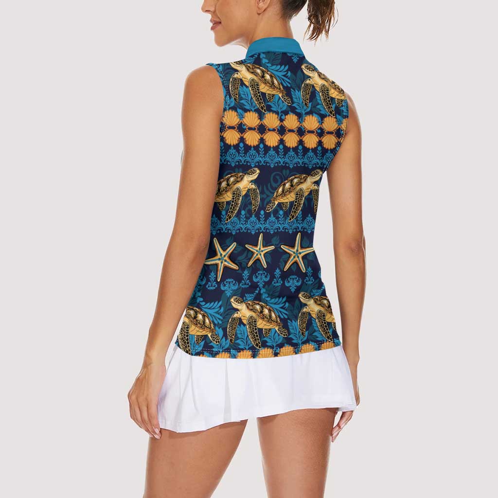 Hawaii Turtles Starfish Unique Pattern Women Sleeveless Polo Shirt LT01 - Polynesian Pride