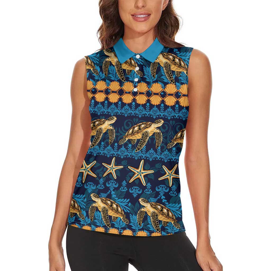 Hawaii Turtles Starfish Unique Pattern Women Sleeveless Polo Shirt LT01 - Polynesian Pride
