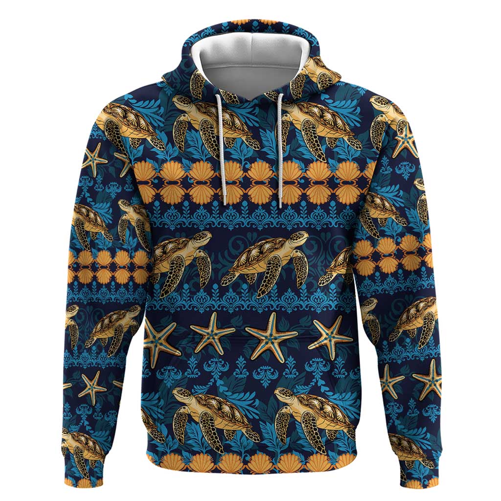 Hawaii Turtles Starfish Unique Pattern Zip Hoodie - Polynesian Pride