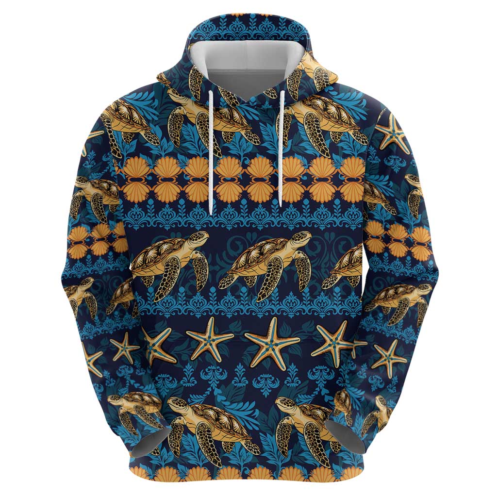 Hawaii Turtles Starfish Unique Pattern Zip Hoodie - Polynesian Pride