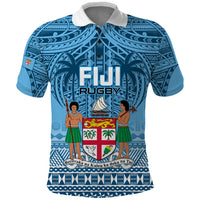 Fiji Rugby Polo Shirt Fijian Go 2023 World Cup LT01 Blue - Polynesian Pride