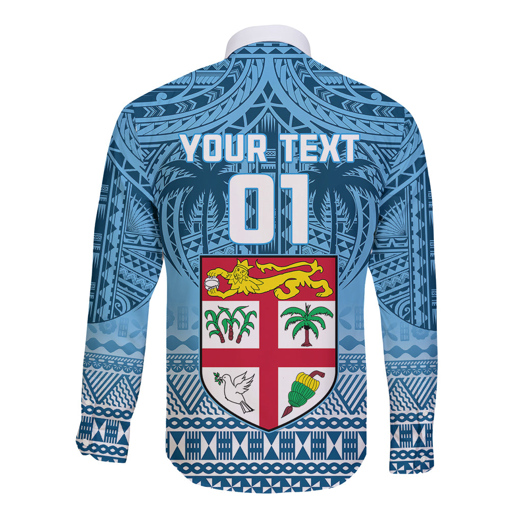 Custom Fiji Rugby Long Sleeve Button Shirt Fijian Go 2023 World Cup LT01 - Polynesian Pride