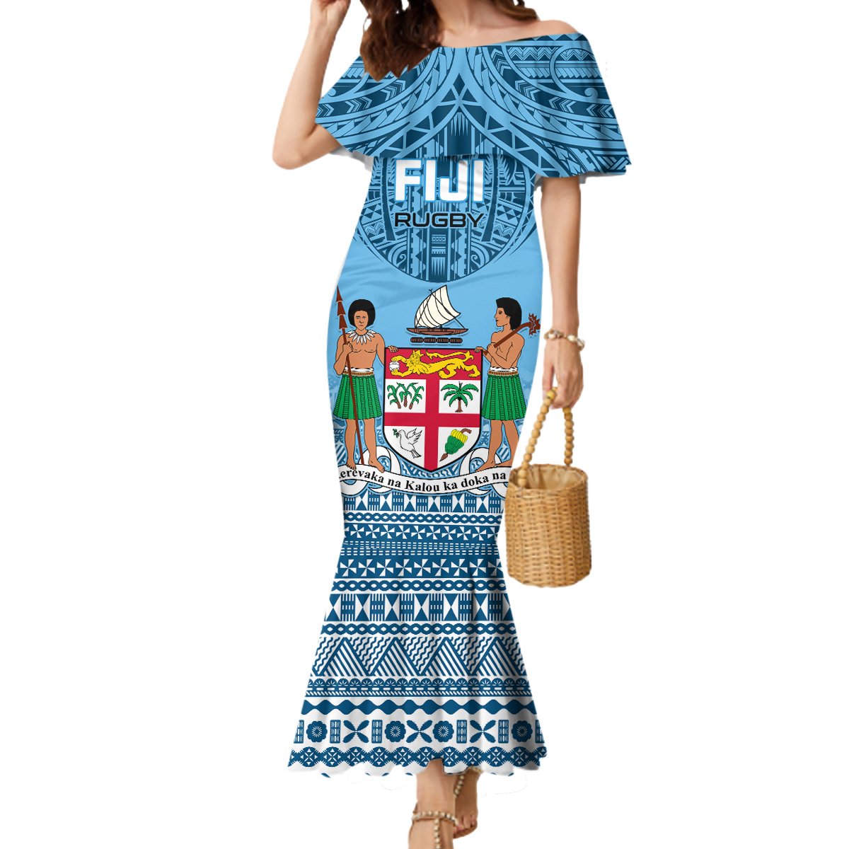 Custom Fiji Rugby Mermaid Dress Fijian Go 2023 World Cup LT01 Women Blue - Polynesian Pride