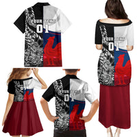 Custom New Zealand And France Rugby Family Matching Puletasi Dress and Hawaiian Shirt XV de France Kiwi Silver Fern 2023 World Cup LT01 - Polynesian Pride