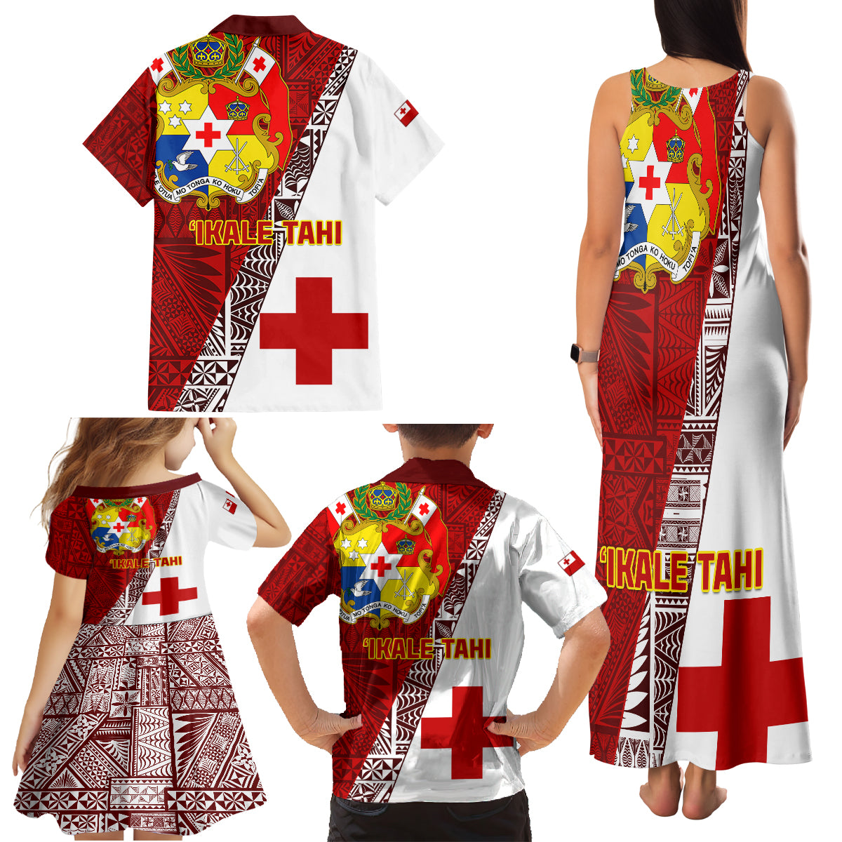 Tonga Rugby Family Matching Tank Maxi Dress and Hawaiian Shirt Tongan Go 2023 World Cup LT01 - Polynesian Pride