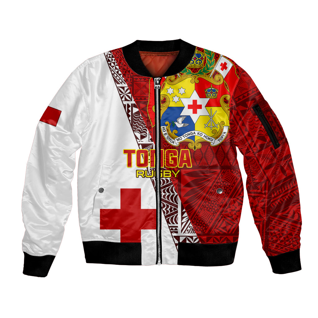 Tonga Rugby Sleeve Zip Bomber Jacket Tongan Go 2023 World Cup LT01 Unisex Red - Polynesian Pride