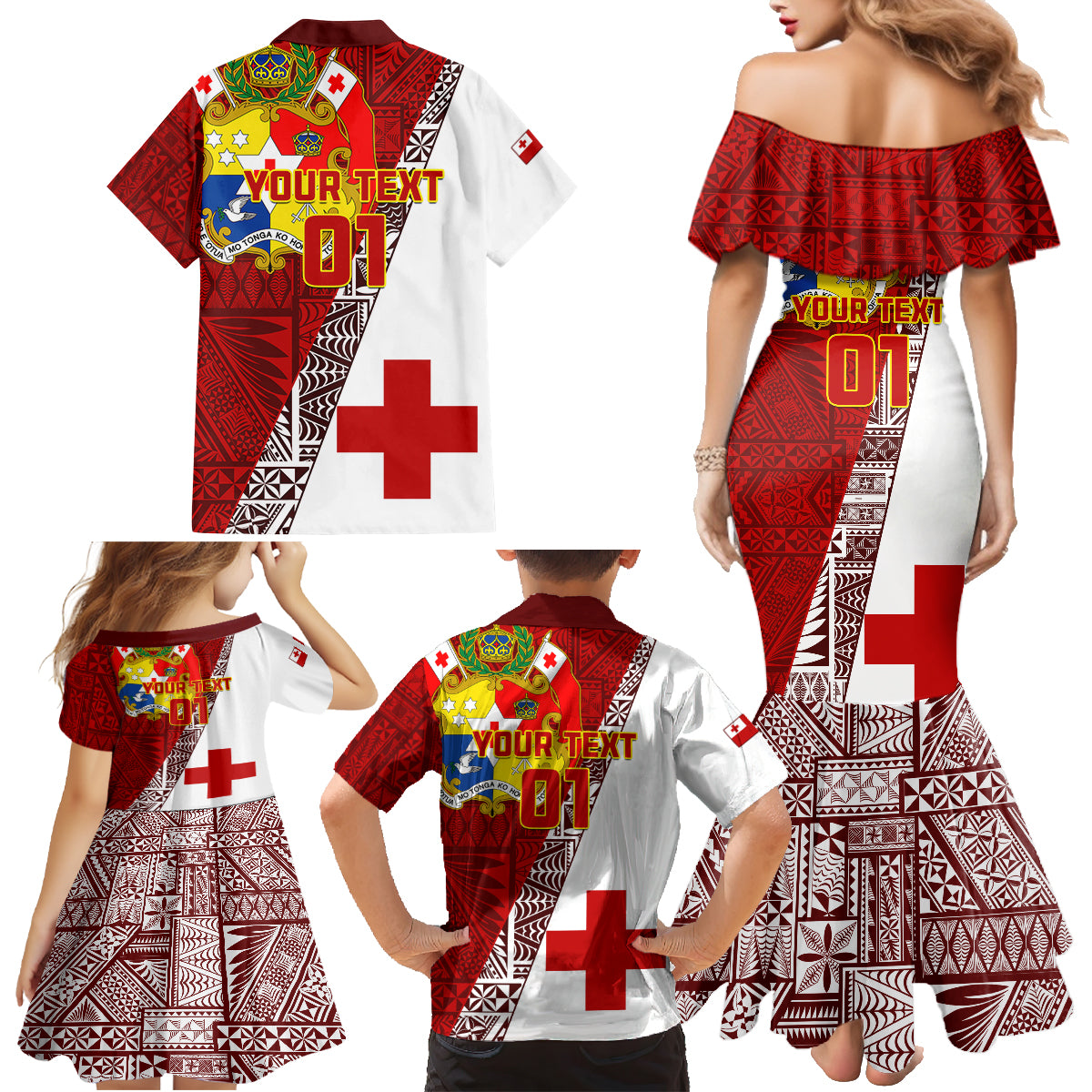 Custom Tonga Rugby Family Matching Mermaid Dress and Hawaiian Shirt Tongan Go 2023 World Cup LT01 - Polynesian Pride