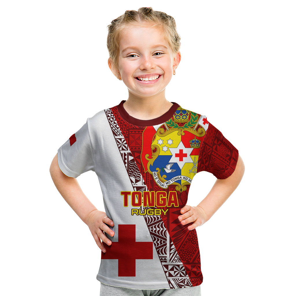 Custom Tonga Rugby Kid T Shirt Tongan Go 2023 World Cup LT01 Red - Polynesian Pride