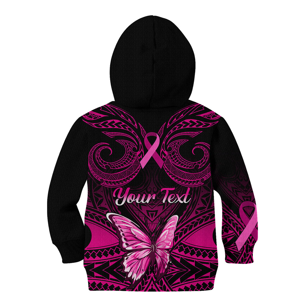 Personalised Pink Out Kid Hoodie Breast Cancer Awareness Polynesian Pattern Black Version LT01 - Polynesian Pride