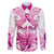 Personalised Pink Out Family Matching Puletasi Dress and Hawaiian Shirt Breast Cancer Awareness Polynesian Pattern White Version LT01 Dad's Shirt - Long Sleeve White - Polynesian Pride