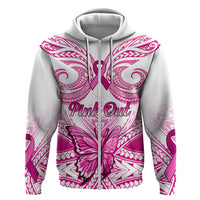 Personalised Pink Out Hoodie Breast Cancer Awareness Polynesian Pattern White Version LT01 - Polynesian Pride