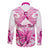 Personalised Pink Out Long Sleeve Button Shirt Breast Cancer Awareness Polynesian Pattern White Version LT01 - Polynesian Pride