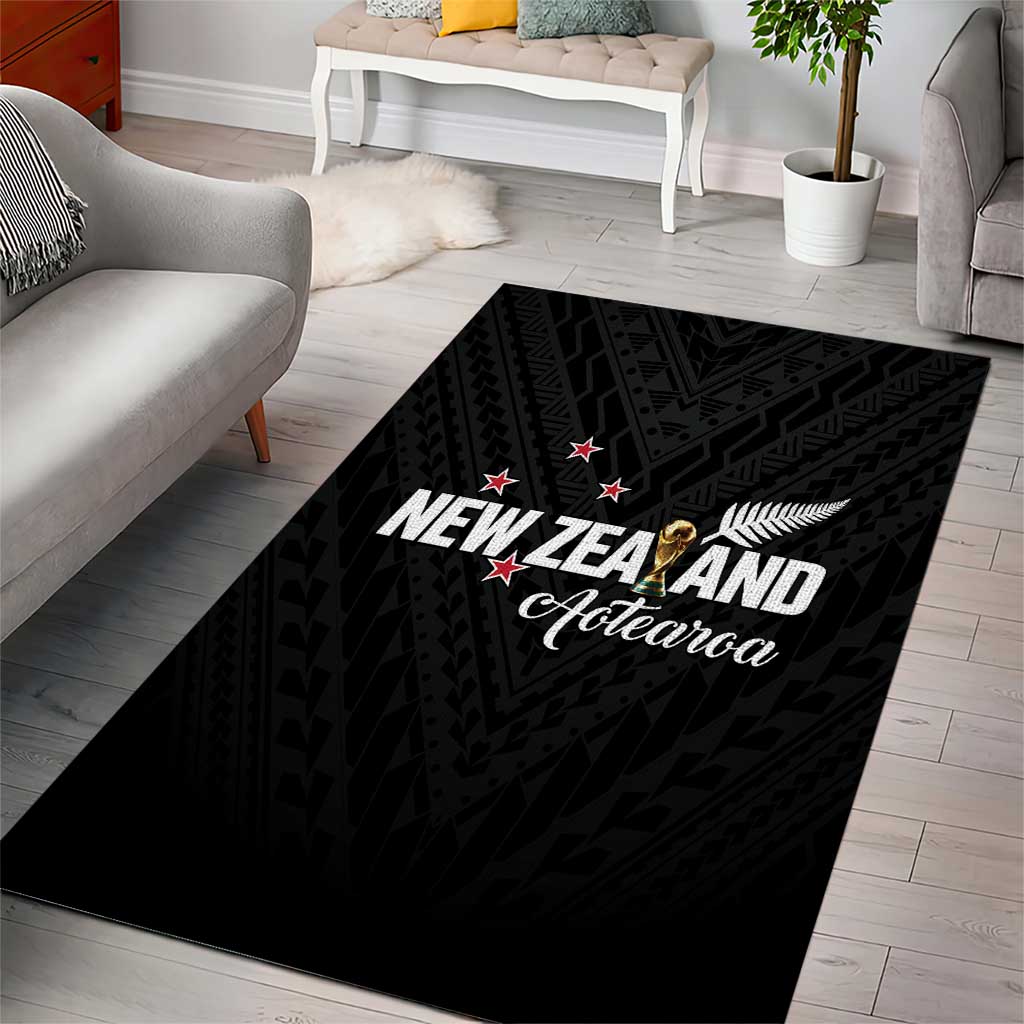 Football New Zealand Area Rug Aotearoa United Black Version - Polynesian Pride