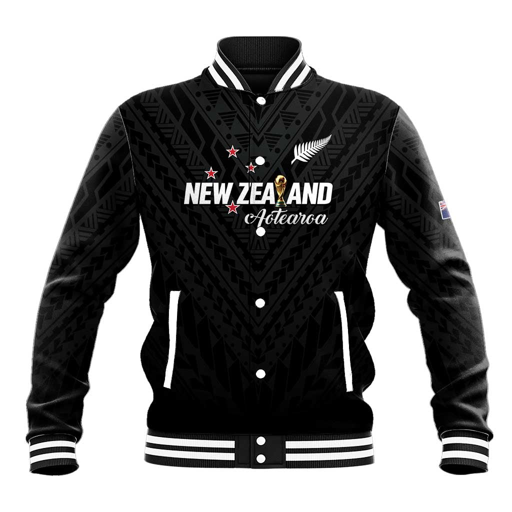 Custom Football New Zealand Baseball Jacket Aotearoa United Black Version - Polynesian Pride