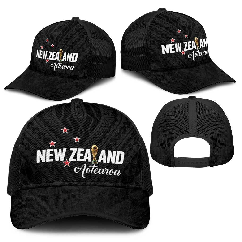 Football New Zealand Baseball Net Cap Aotearoa United Black Version - Polynesian Pride