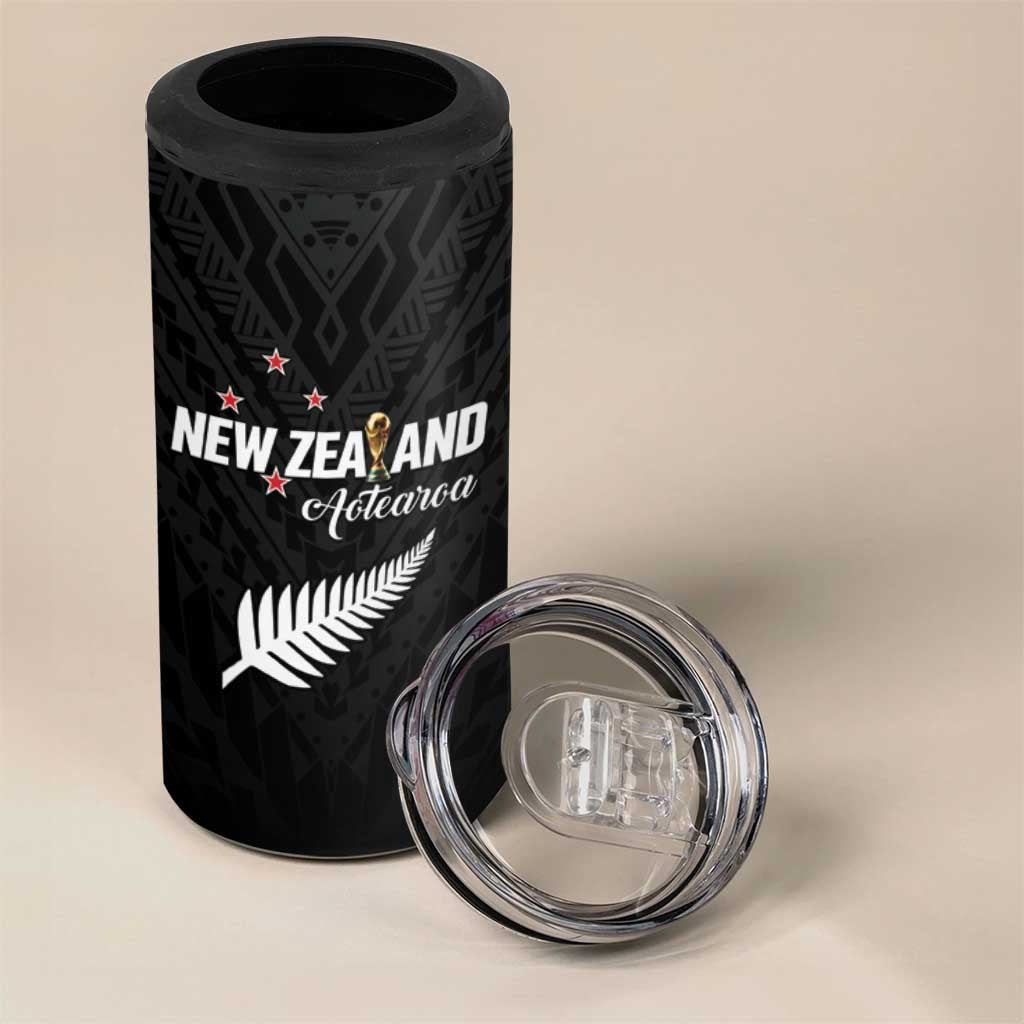 Custom Football New Zealand 4 in 1 Can Cooler Tumbler Aotearoa United Black Version - Polynesian Pride
