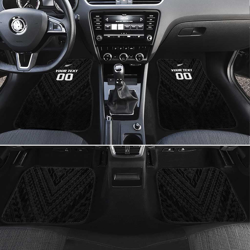 Custom Football New Zealand Car Mats Aotearoa United Black Version - Polynesian Pride