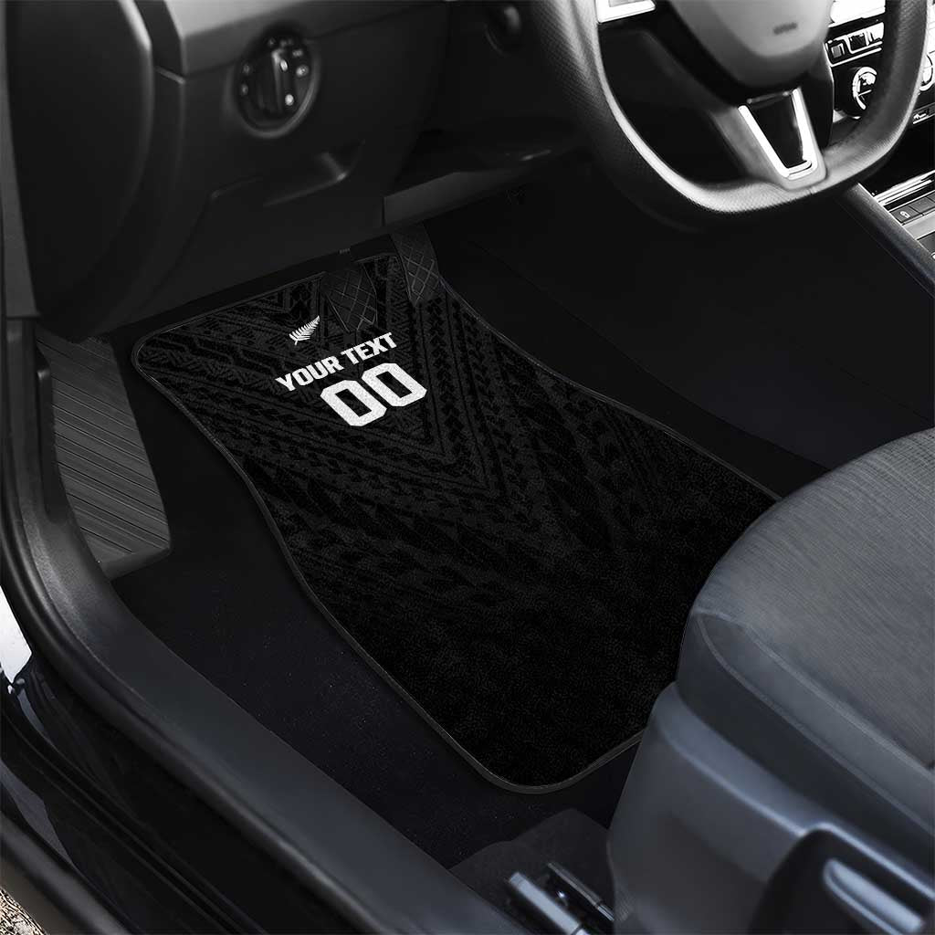Custom Football New Zealand Car Mats Aotearoa United Black Version - Polynesian Pride