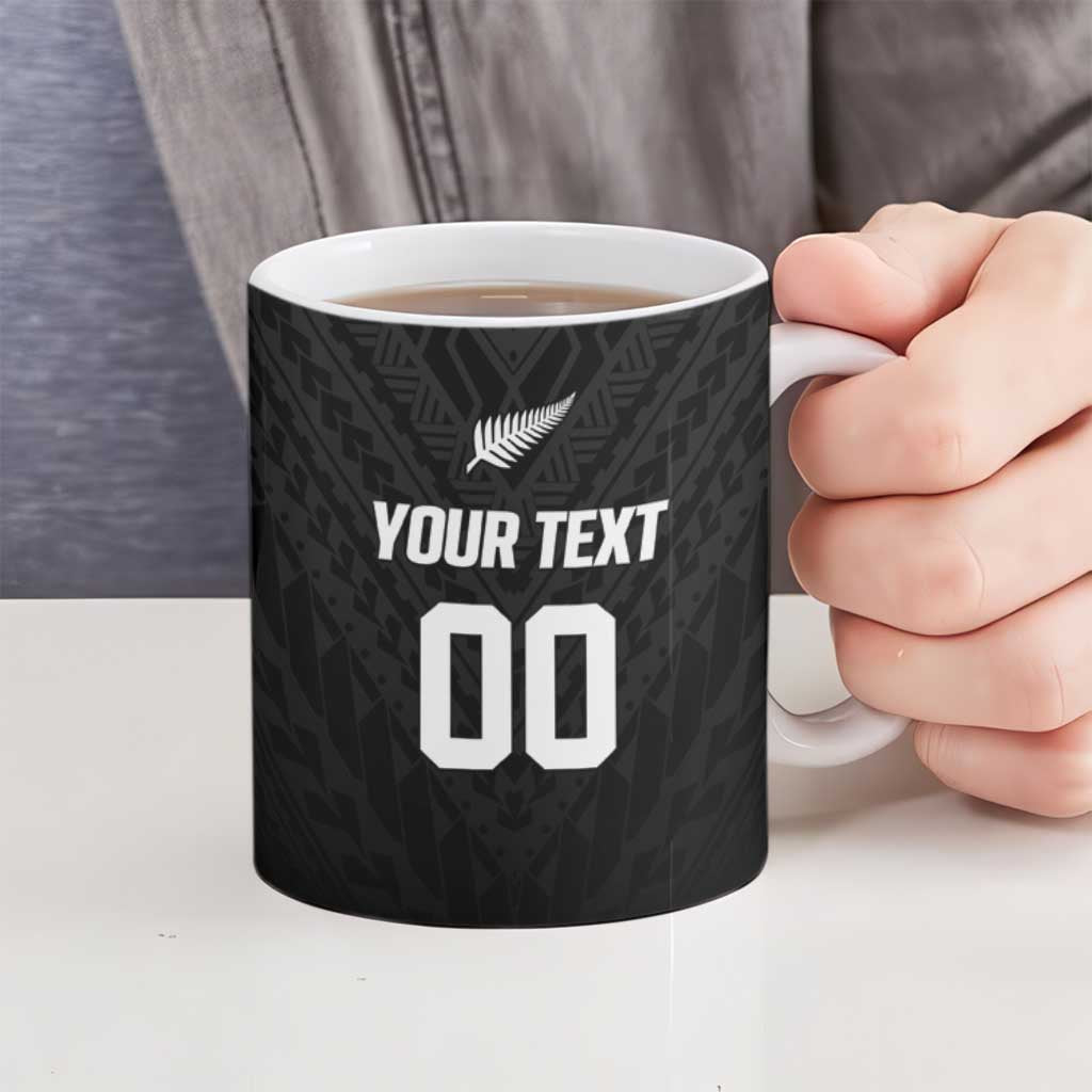 Custom Football New Zealand Ceramic Mug Aotearoa United Black Version - Polynesian Pride