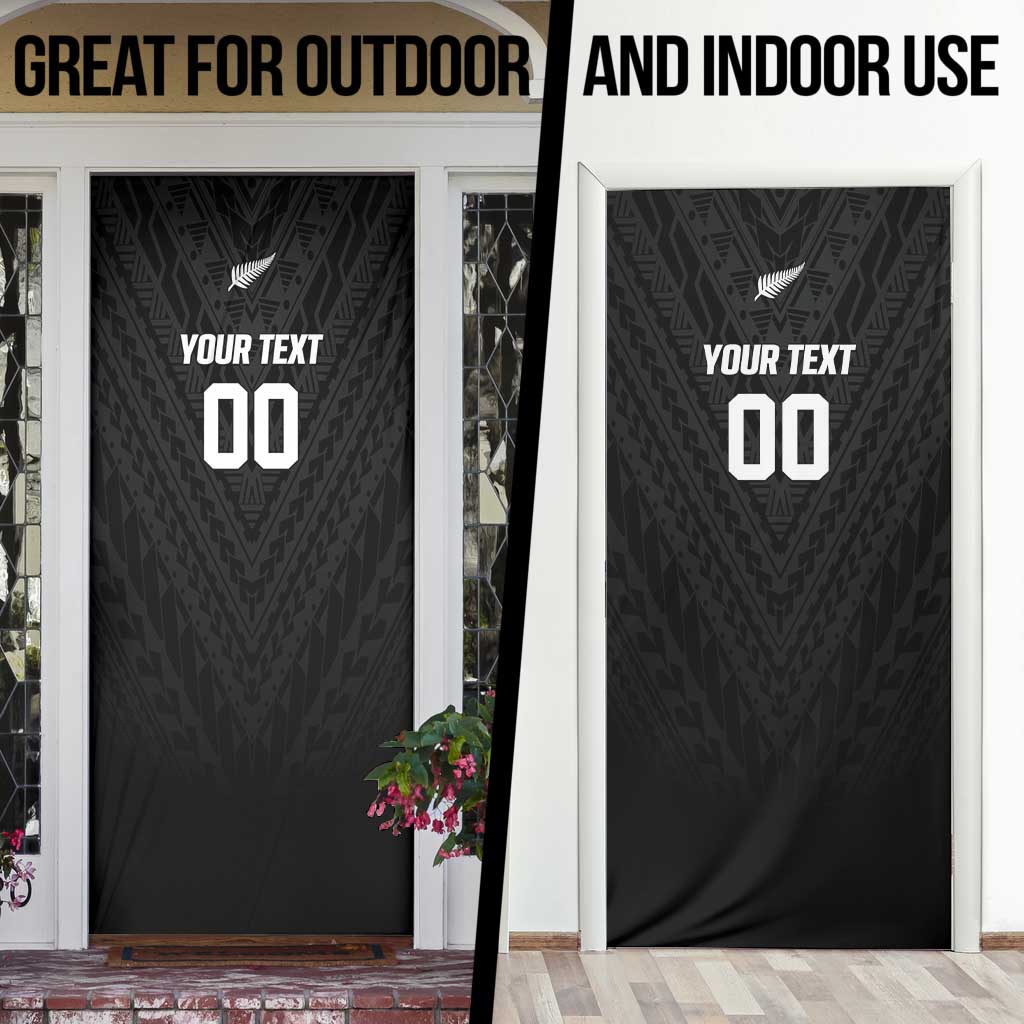 Custom Football New Zealand Door Cover Aotearoa United Black Version - Polynesian Pride