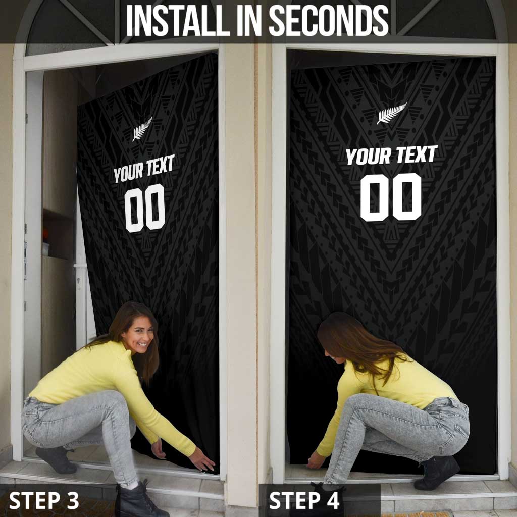 Custom Football New Zealand Door Cover Aotearoa United Black Version - Polynesian Pride