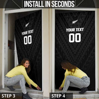 Custom Football New Zealand Door Cover Aotearoa United Black Version - Polynesian Pride