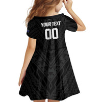 Custom Football New Zealand Family Matching Puletasi and Hawaiian Shirt Aotearoa United Black Version - Polynesian Pride