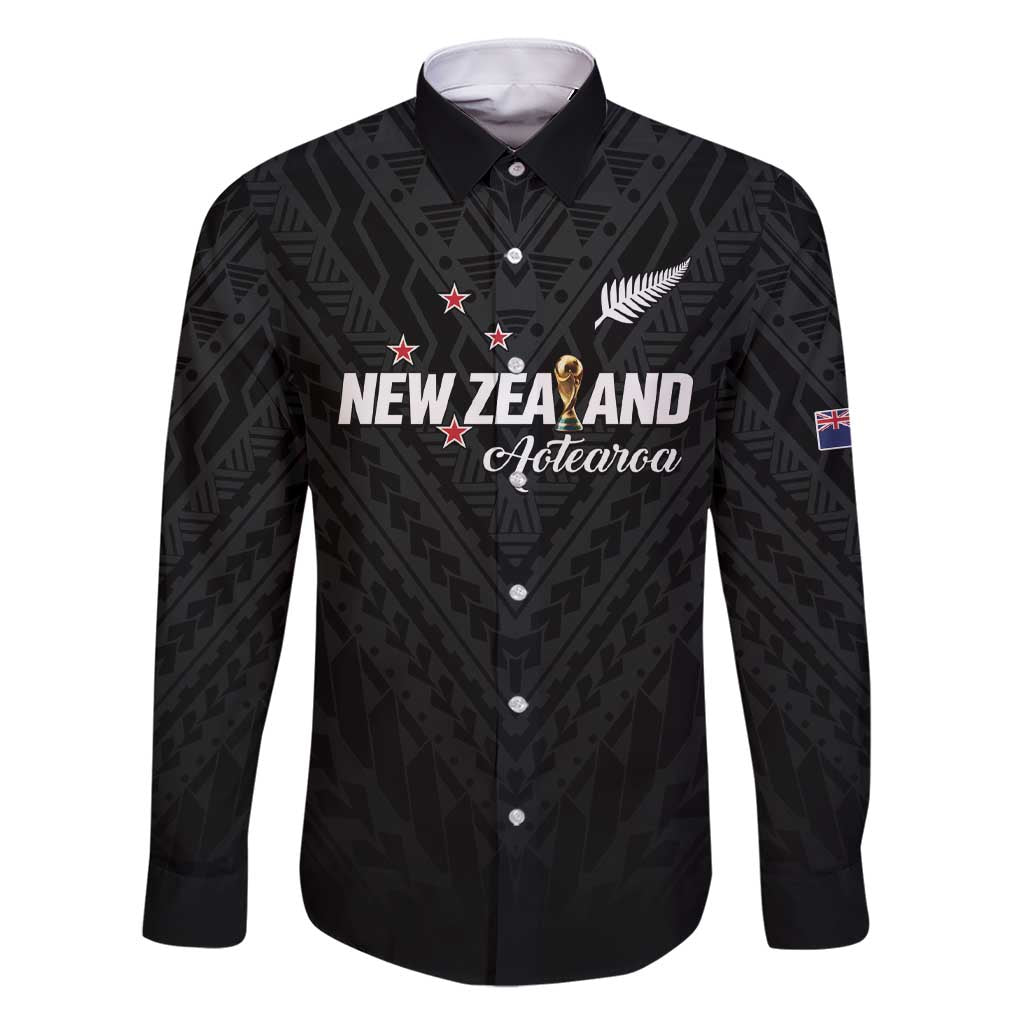 Custom Football New Zealand Family Matching Short Sleeve Bodycon Dress and Hawaiian Shirt Aotearoa United Black Version - Polynesian Pride