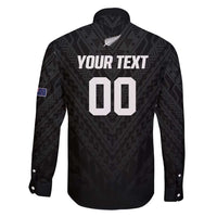 Custom Football New Zealand Family Matching Short Sleeve Bodycon Dress and Hawaiian Shirt Aotearoa United Black Version - Polynesian Pride