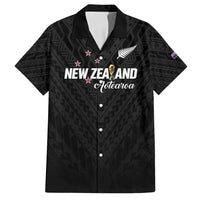 Custom Football New Zealand Family Matching Tank Maxi Dress and Hawaiian Shirt Aotearoa United Black Version - Polynesian Pride