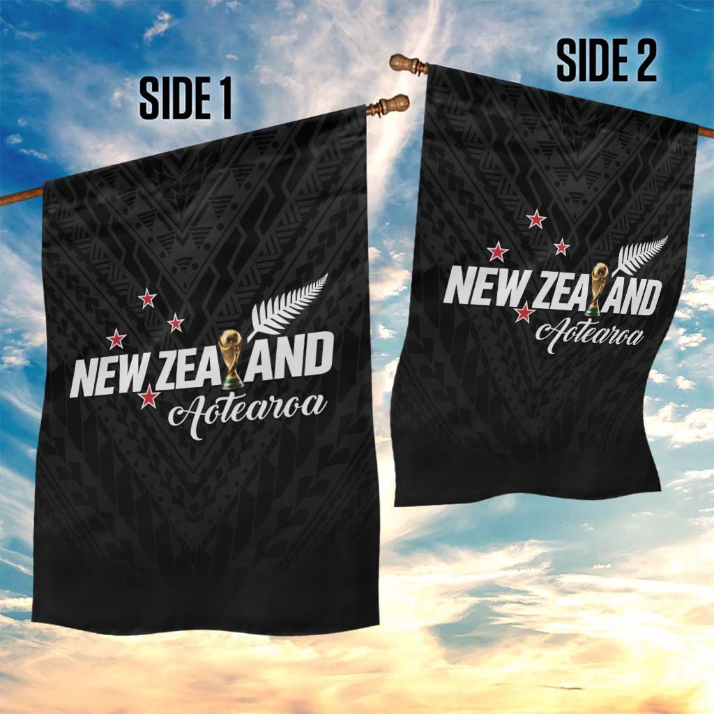 Football New Zealand Garden Flag Aotearoa United Black Version - Polynesian Pride