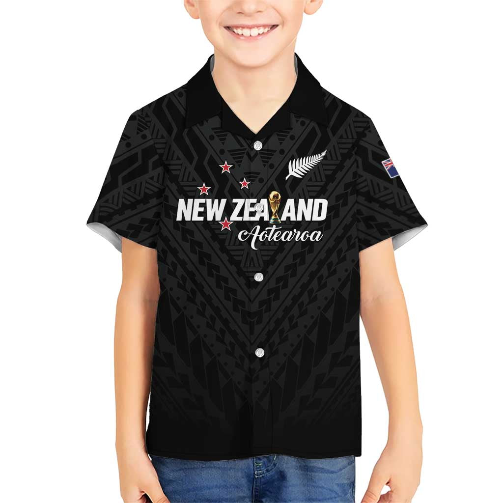 Custom Football New Zealand Hawaiian Shirt Aotearoa United Black Version - Polynesian Pride