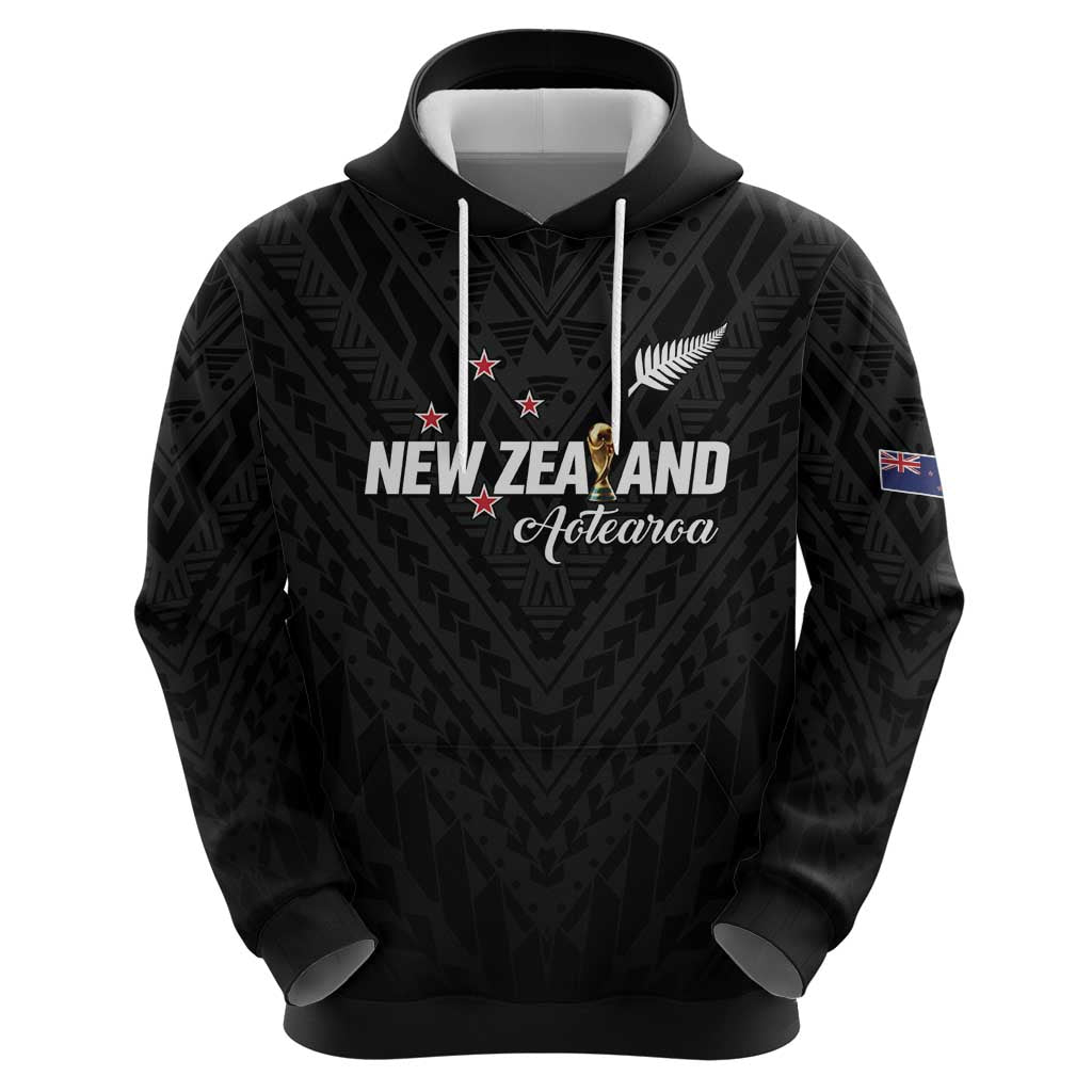 Custom Football New Zealand Hoodie Aotearoa United Black Version - Polynesian Pride