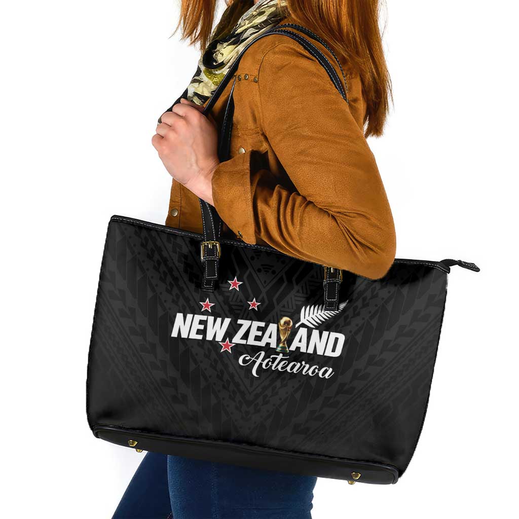 Football New Zealand Leather Tote Bag Aotearoa United Black Version - Polynesian Pride