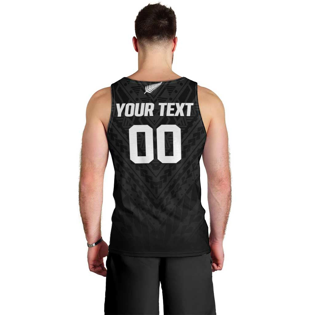 Custom Football New Zealand Men Tank Top Aotearoa United Black Version - Polynesian Pride