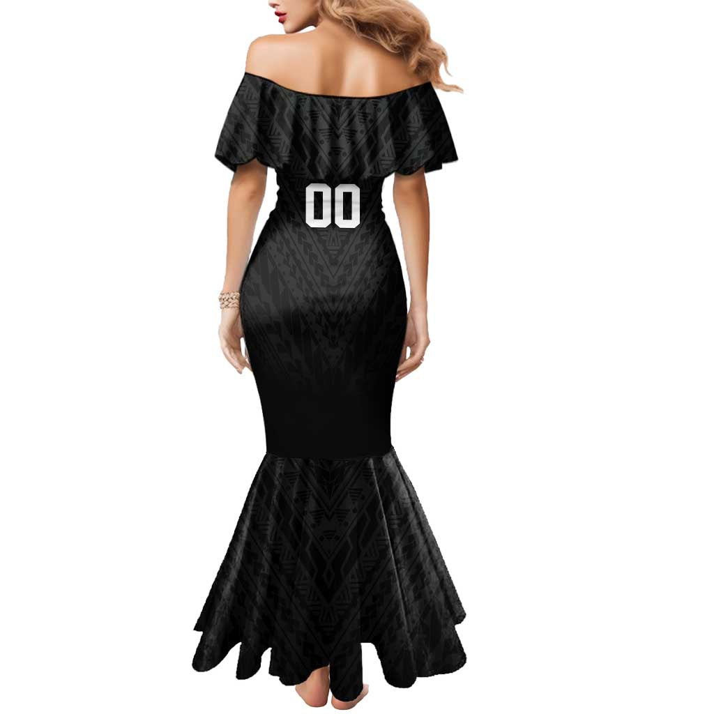 Custom Football New Zealand Mermaid Dress Aotearoa United Black Version - Polynesian Pride