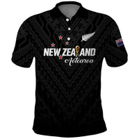 Custom Football New Zealand Polo Shirt Aotearoa United Black Version - Polynesian Pride