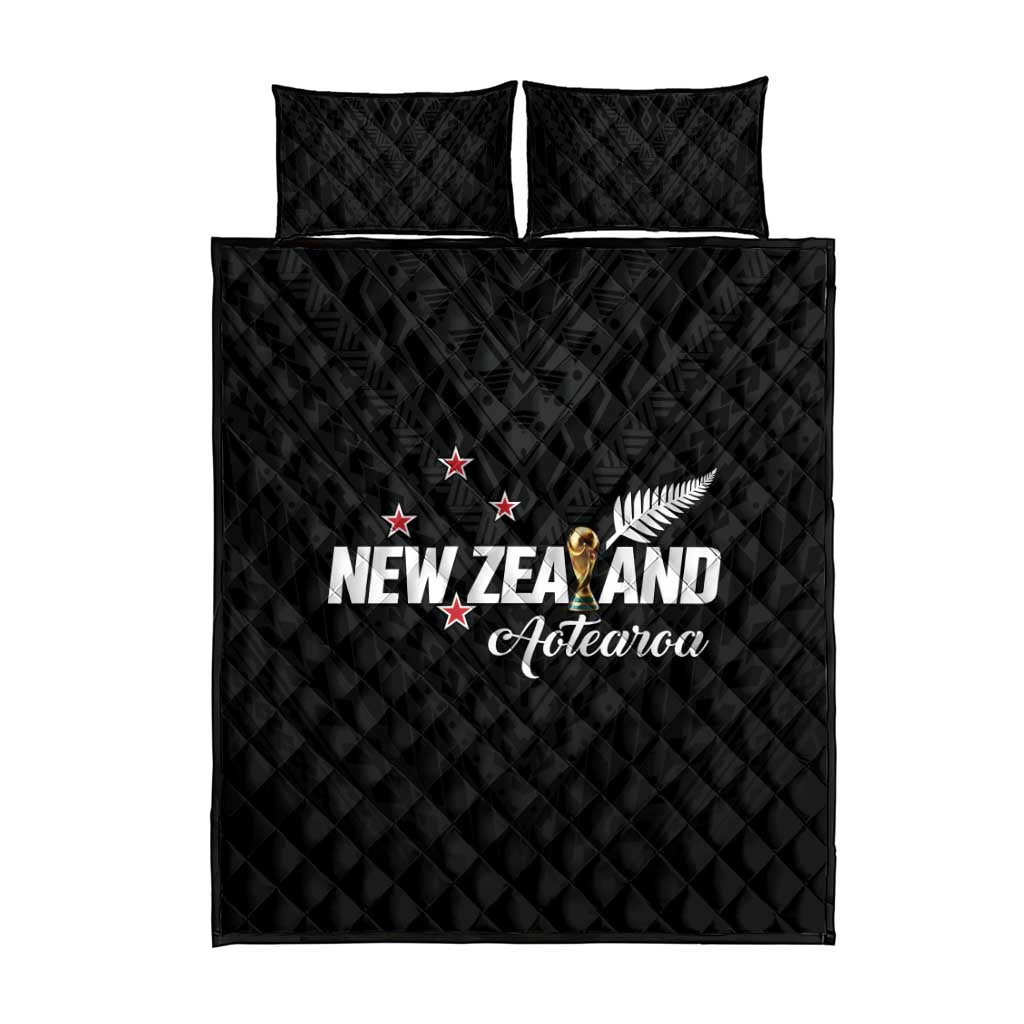Football New Zealand Quilt Bed Set Aotearoa United Black Version - Polynesian Pride
