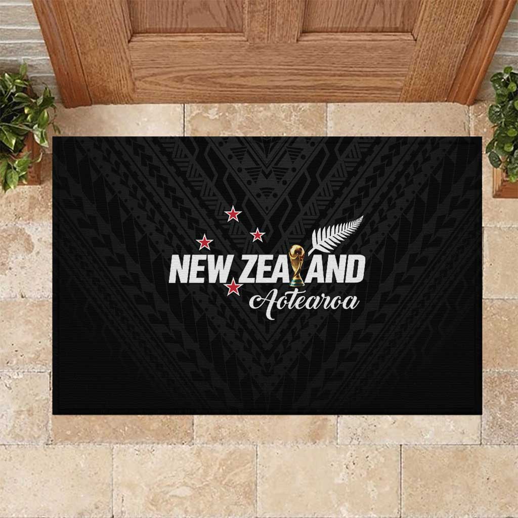 Football New Zealand Rubber Doormat Aotearoa United Black Version LT01 Black - Polynesian Pride