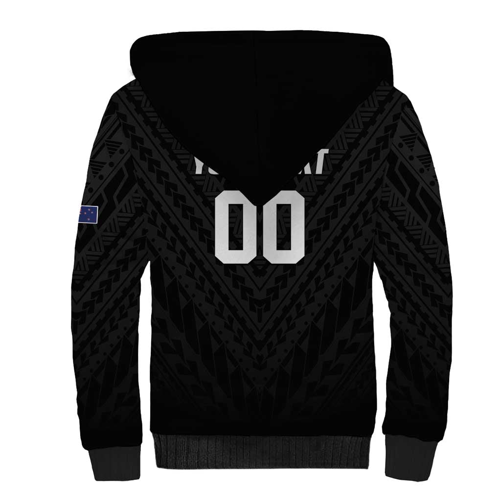 Custom Football New Zealand Sherpa Hoodie Aotearoa United Black Version - Polynesian Pride