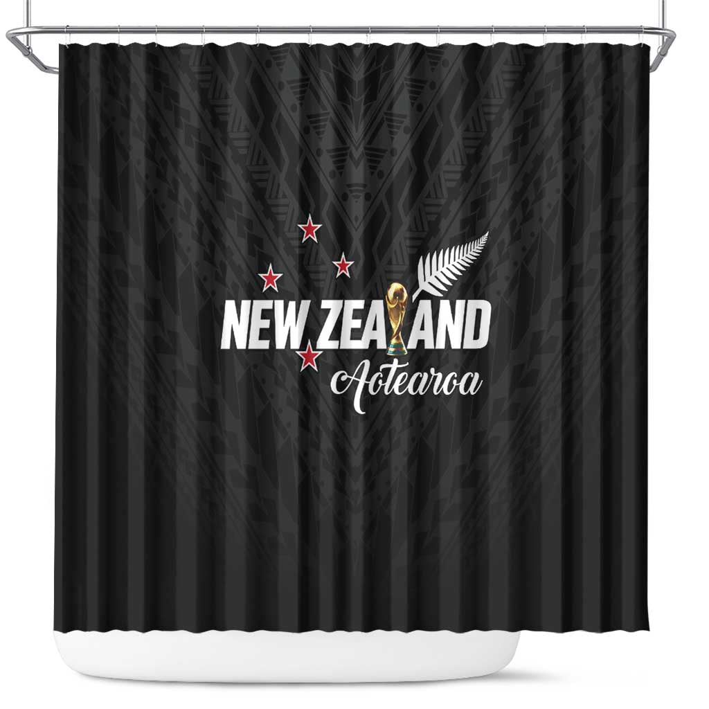 Football New Zealand Shower Curtain Aotearoa United Black Version - Polynesian Pride