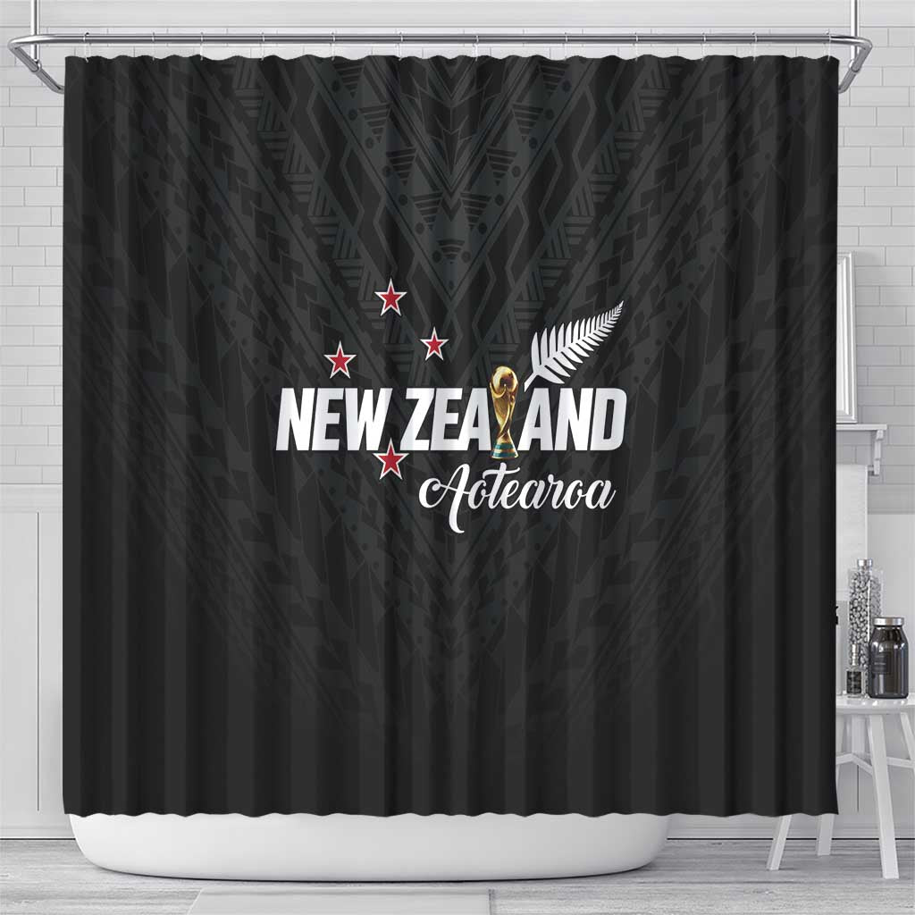 Football New Zealand Shower Curtain Aotearoa United Black Version - Polynesian Pride