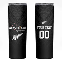 Custom Football New Zealand Skinny Tumbler Aotearoa United Black Version - Polynesian Pride