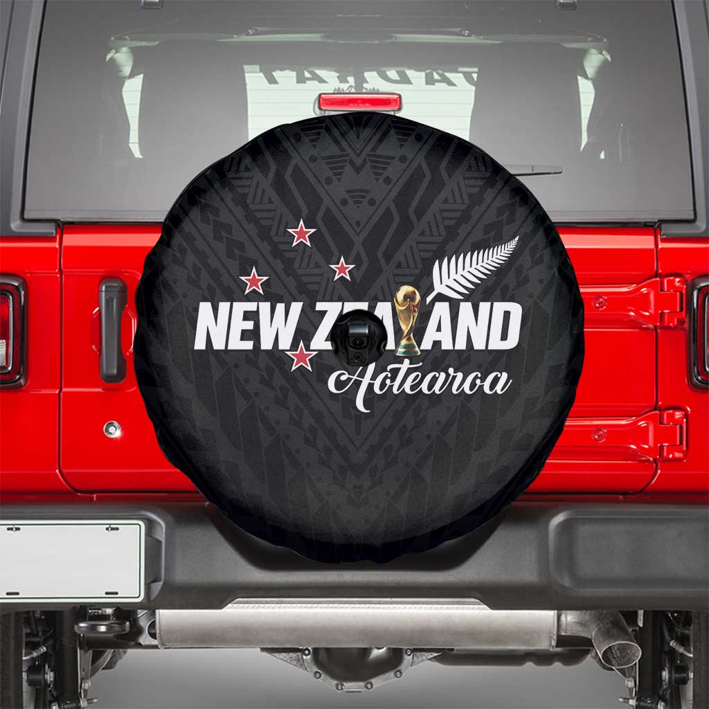 Football New Zealand Spare Tire Cover Aotearoa United Black Version - Polynesian Pride