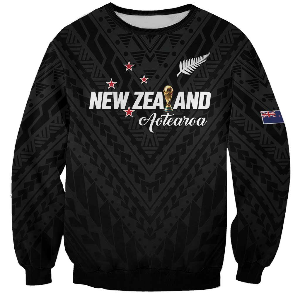 Custom Football New Zealand Sweatshirt Aotearoa United Black Version LT01 Unisex Black - Polynesian Pride