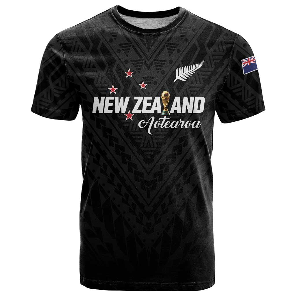 Custom Football New Zealand T Shirt Aotearoa United Black Version - Polynesian Pride