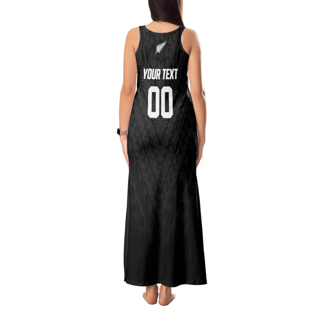 Custom Football New Zealand Tank Maxi Dress Aotearoa United Black Version - Polynesian Pride