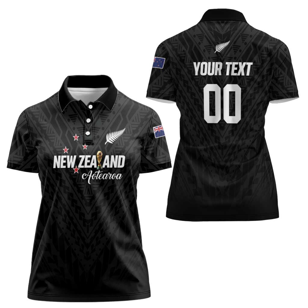Custom Football New Zealand Women Polo Shirt Aotearoa United Black Version - Polynesian Pride