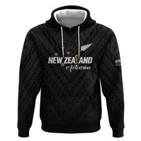 Custom Football New Zealand Zip Hoodie Aotearoa United Black Version - Polynesian Pride